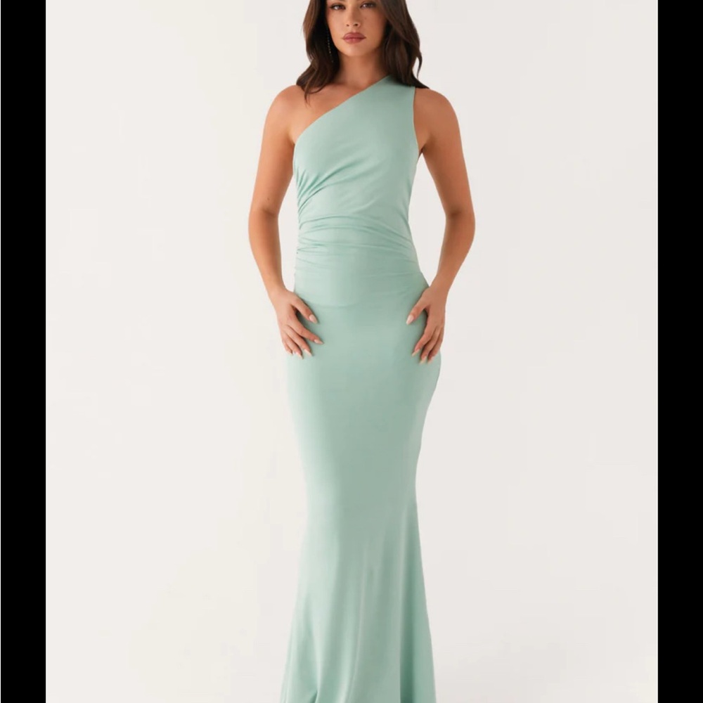 Peppermayo One-Shoulder Seafoam Maxi Dress